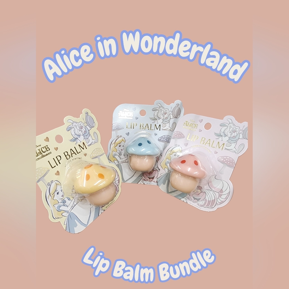 Disney Alice in Wonderland Lip Balm Bundle - Yellow, Blue, Pink